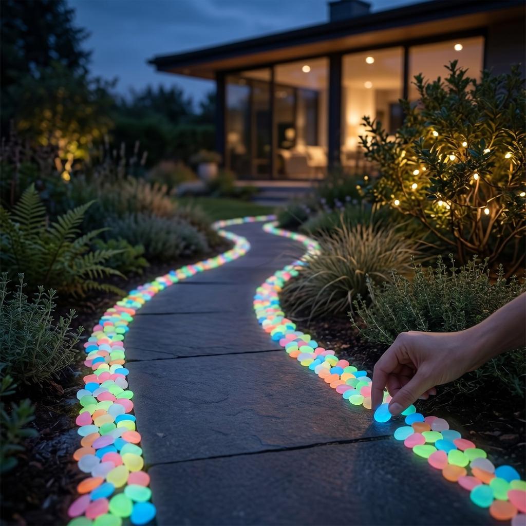 Glow In The Dark Rock Polished Edges Water Proof Night Guide Pebbles for Outdoor Fish Tank Landscaping Pathway Garden