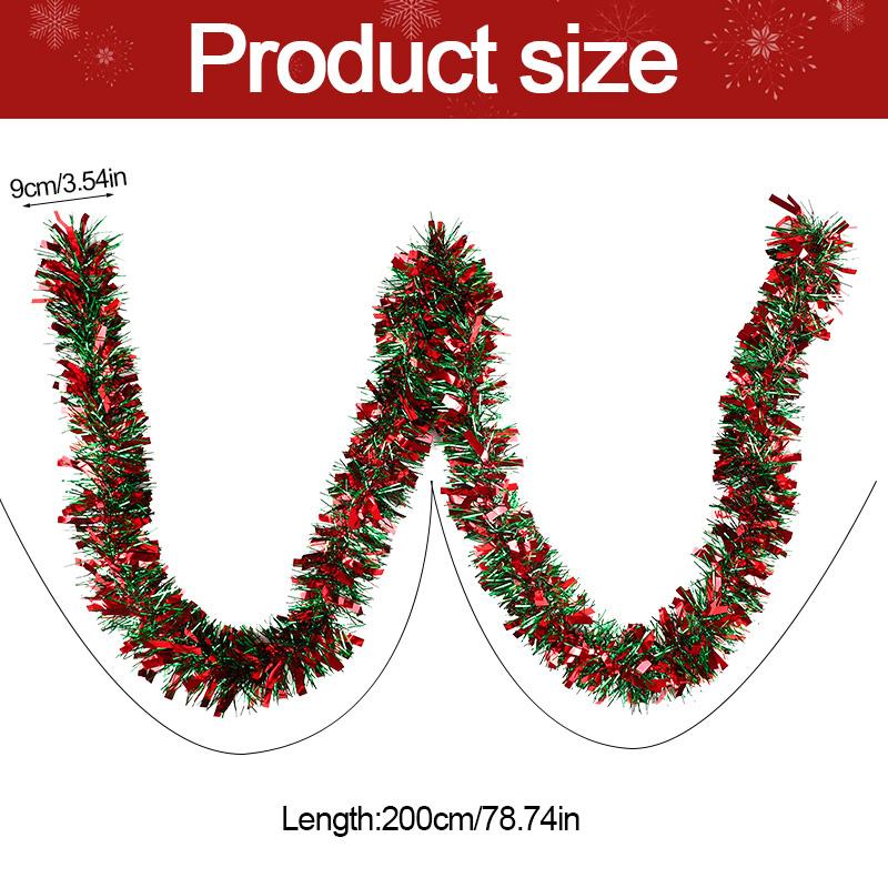 1-5Pcs Christmas Tinsel Garland Xmas Tree Hanging Ornaments Red Green Strip Ribbon New Year Party Home Indoor Outdoor Decoration
