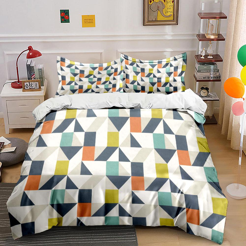 Geometrisches Muster Dreiteiliges Set Mehrere Größen Kinder- Und Erwachsenen-Schlafzimmer Exquisites 3-teiliges Bettwäsche-Set, Geschenk