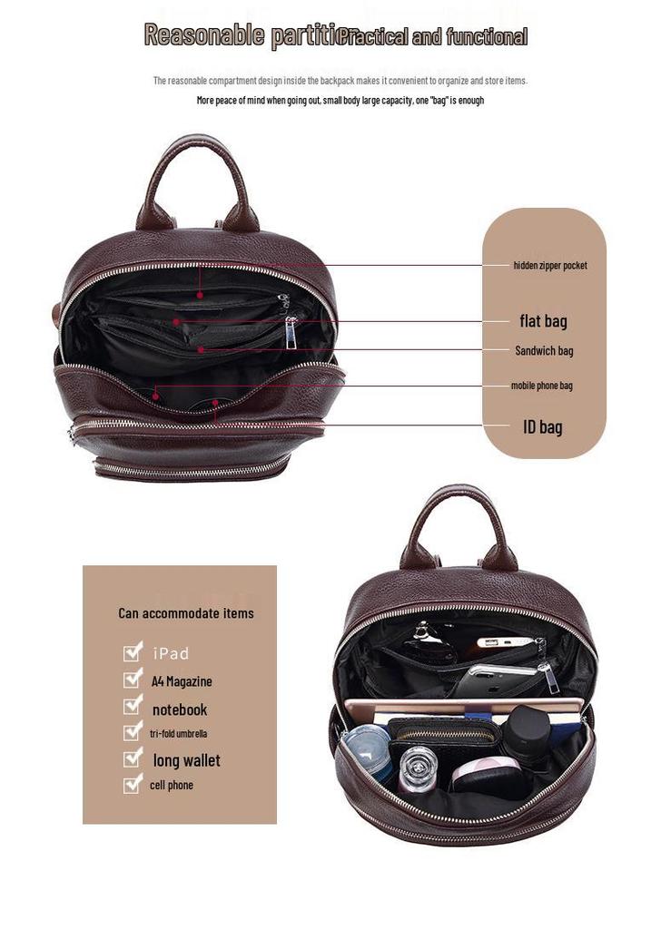 2022 Retro Weiches Leder Doppelschultertasche: Trendiger, Vielseitiger, Diebstahlsicherer Rucksack für Männer und Frauen