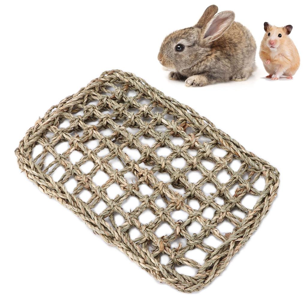 Rabbit Activity Mat Woven Seagrass Protector Chew Toy Mat for Bunny Chinchilla Hamsters