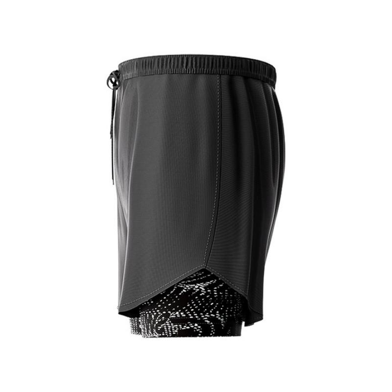 Li Ning Solid Color Mid Waist Drawstring Comfortable Breathable Versatile Loose Fit Five Point Sports Shorts Men Shorts Black LSKV328-1