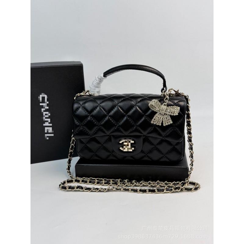 Xiaoxiangfeng Sheepskin Grid Chain Bag Women's Single Shoulder Crossbody Leather Small Square Fashionable Versatile High-end