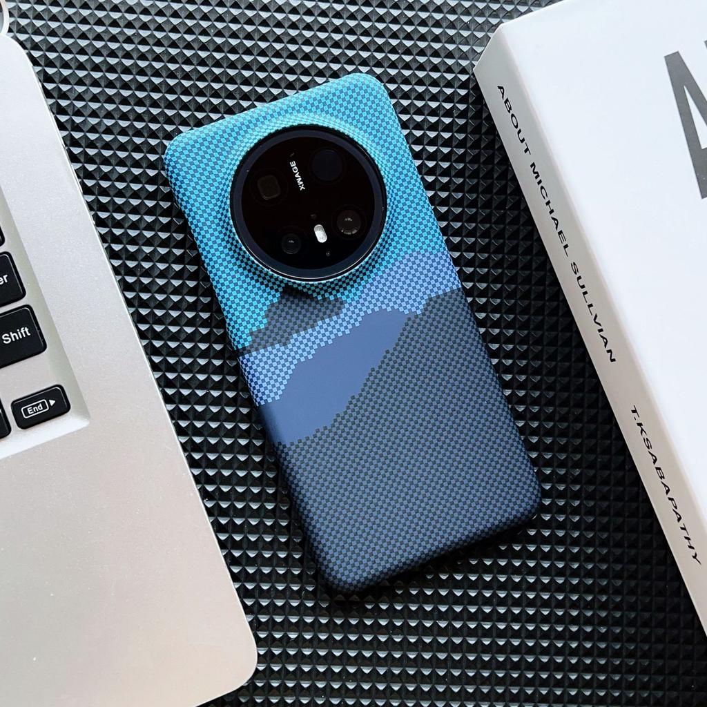 Applicable To Huawei Mate70 Carbon Fiber Pattern Magnetic Mobile Phone Case Pura70 Half Pack Mate60 Matte Anti-drop Sheath