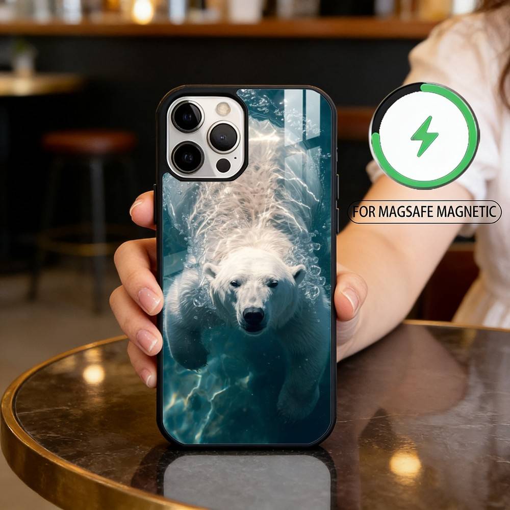 A-Animal P-Polar B-Bear Phone Case For iPhone17,16,15,14,13,12,11 Plus,Pro Max Magnetic For Magsafe Wireless Charging