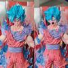 Dragon Ball Ultra Blue World King Fist Wukong Figure Double Head Carving Replaceable Ultra Blue Wukong Statue Model Ornament Cross-border