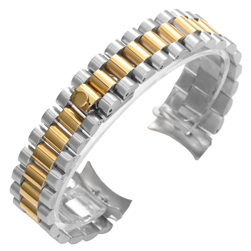 20mm Massives Edelstahl Uhrenarmband für Rolex DATEJUST für Oyster Uhrenarmband Herren Gebogenes Ende Faltschließe Uhrenarmband Armband
