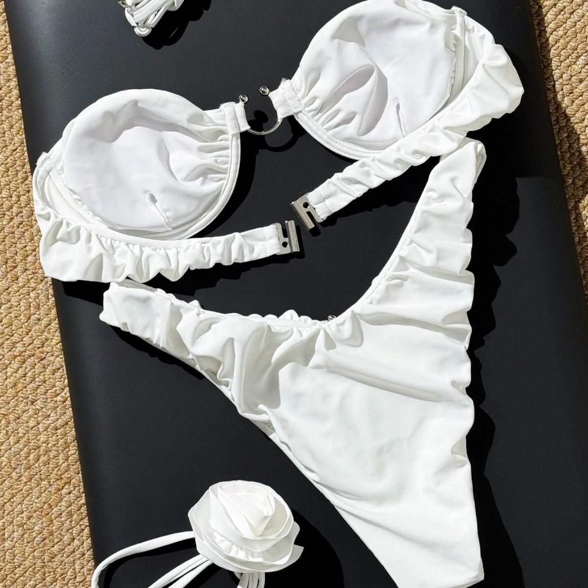 2026 Раздельный Бикини Купальник Пляж Горячий Источник Сексуальное Бикини Французский Чистая Желание Купальник S белый