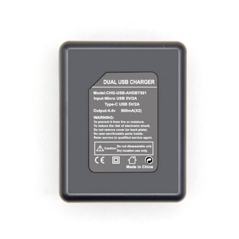 Portable AHDBT501 Battery Chargers for Two Batteries Simultaneous Charging with Safety Protections for Outdoor Use