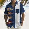 Camicia da Uomo con Note Musicali e Chitarra, Camicia Bottoni, Manica Corta, Moda Casual, Quotidiana, Festival Musicale, Camicie Estive