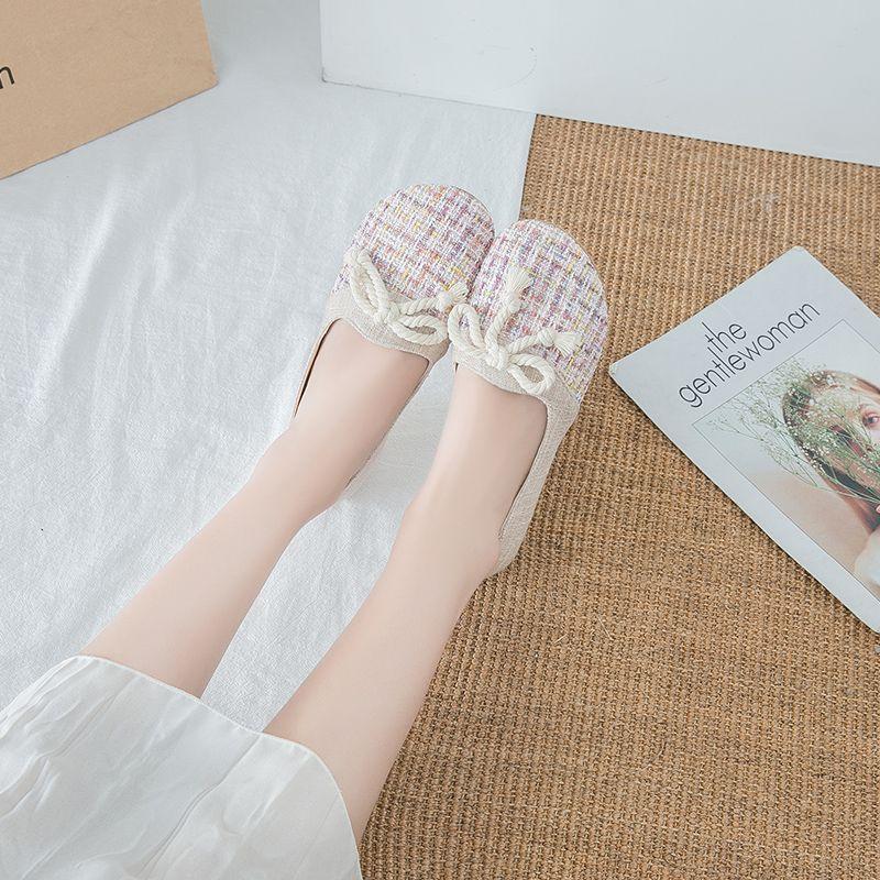Fashion Linen Shallow Ladies Footwear Casual Spring Autumn Original New Arrival 2025 Walking Korean High Quality In Women's Flat Shoes