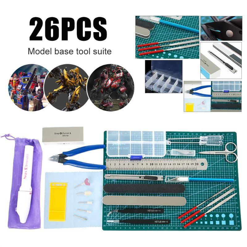 26Pcs Gundam Modeler Basic Tools Kit Car Model Building Craft Set Model Base Tool Suite