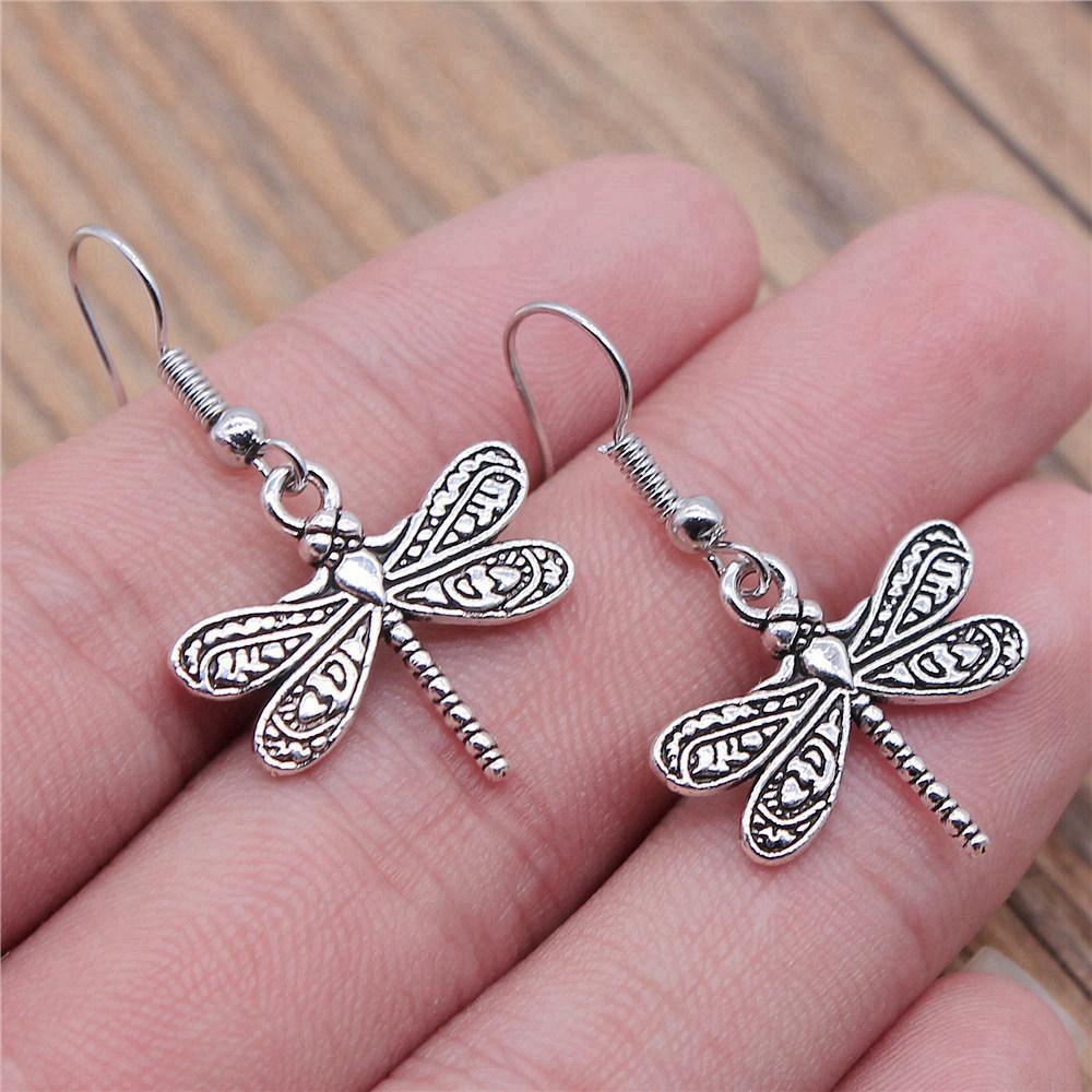 Hängeohrring Libelle Schmetterling Vintage Schmuckzubehör Ohrringgröße 18x19mm QE009