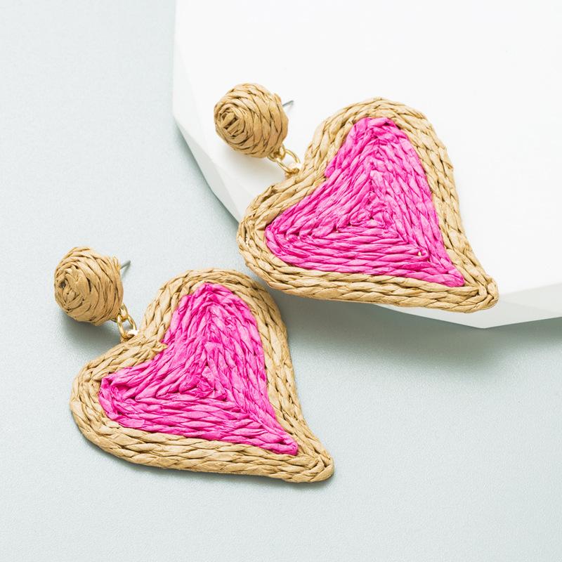 Women's Beach Breeze Love Style Earrings Hand-woven Sweat Candy Color Drop Earrings Eardrop