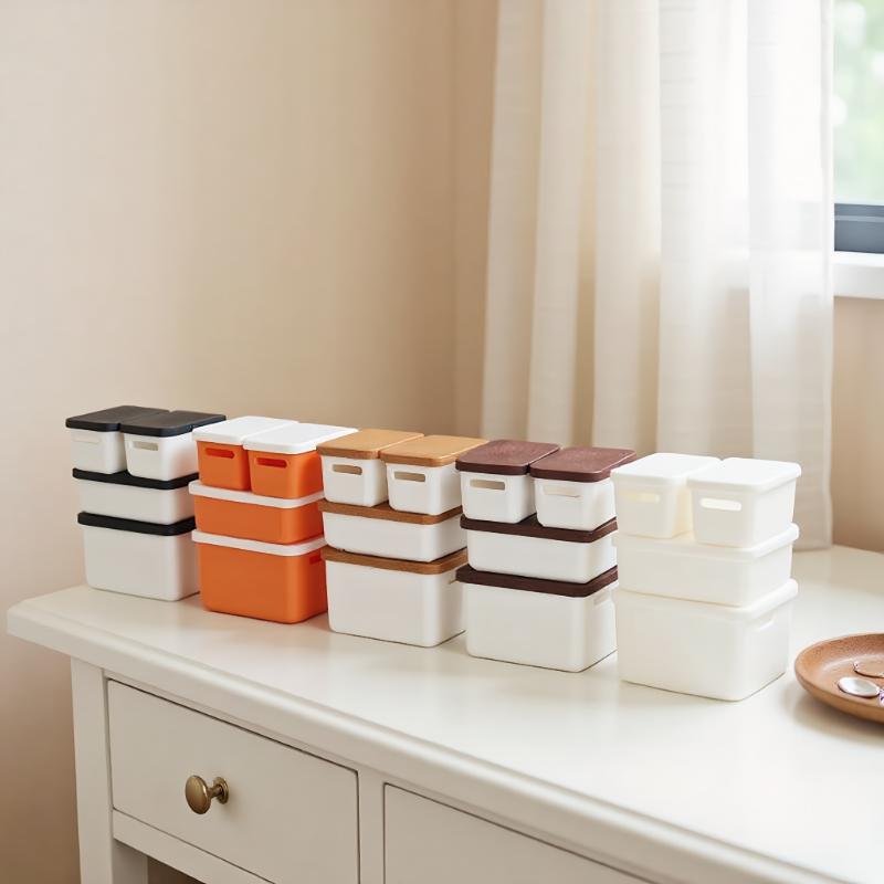 Adorable Mini 1/12 Scale Food Storage Cases with Lid for Dollhouse Set of 4, Doll House Accessories Toy