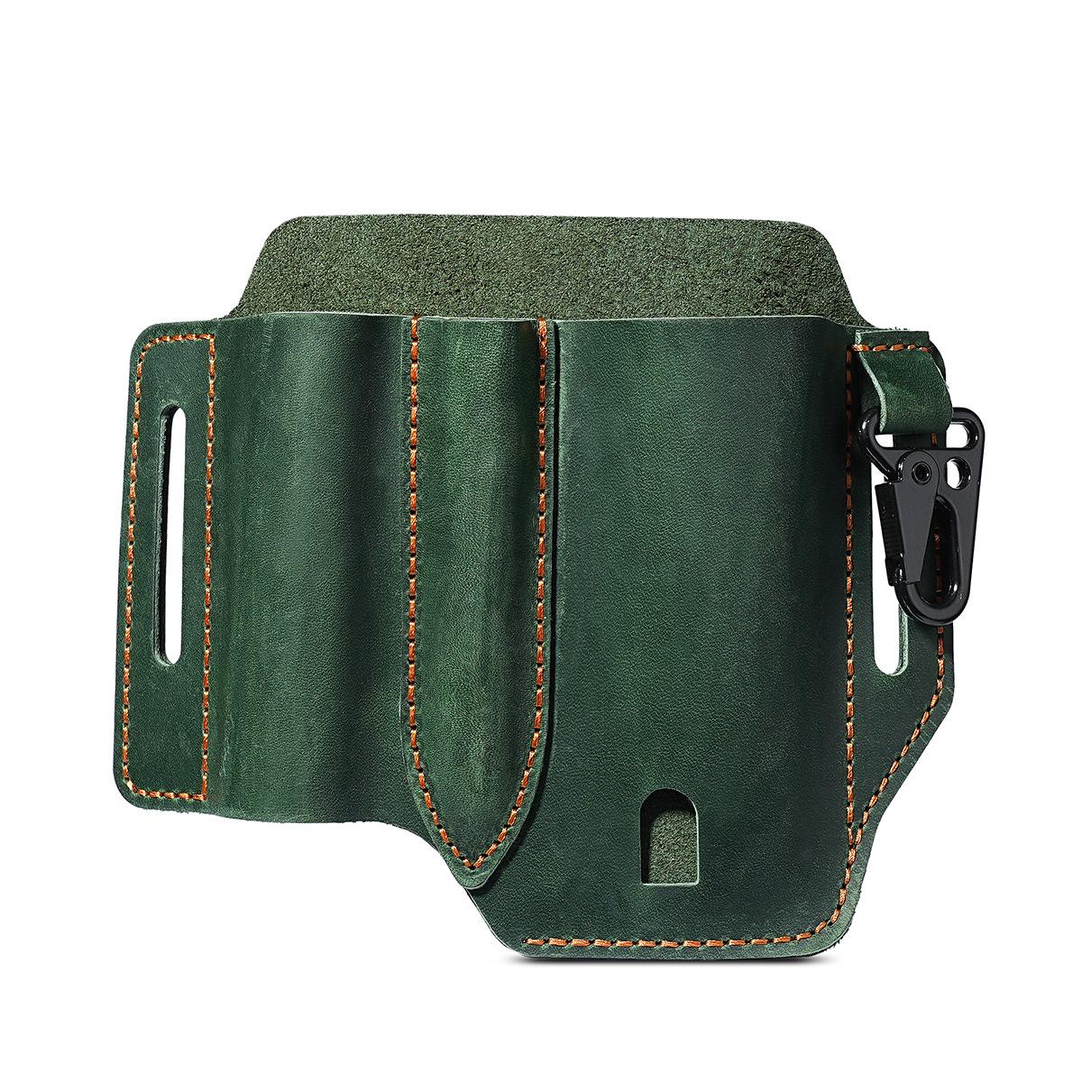

Leather Multitool Sheath Waist Bags Cowhide EDC Pouch Organizer for Tactical Pocket Knife, Flashlight & Pen Belt Pouch for Men зелений