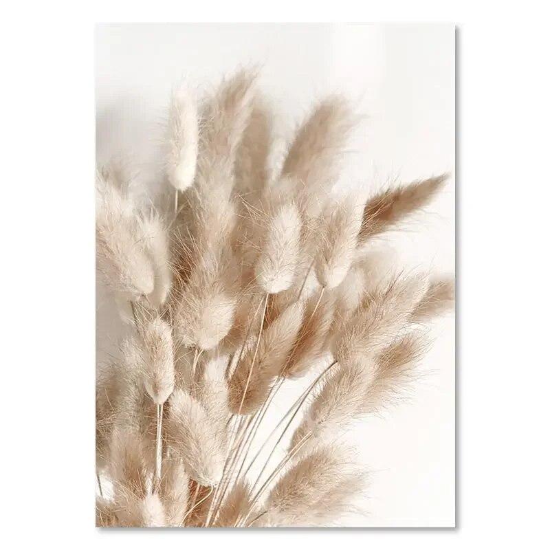 Nordic Beige Flower Grass Canvas Painting Landscape Picture Minimalist Wall Art Poster Scenery Print Modern for Home Room Decor
