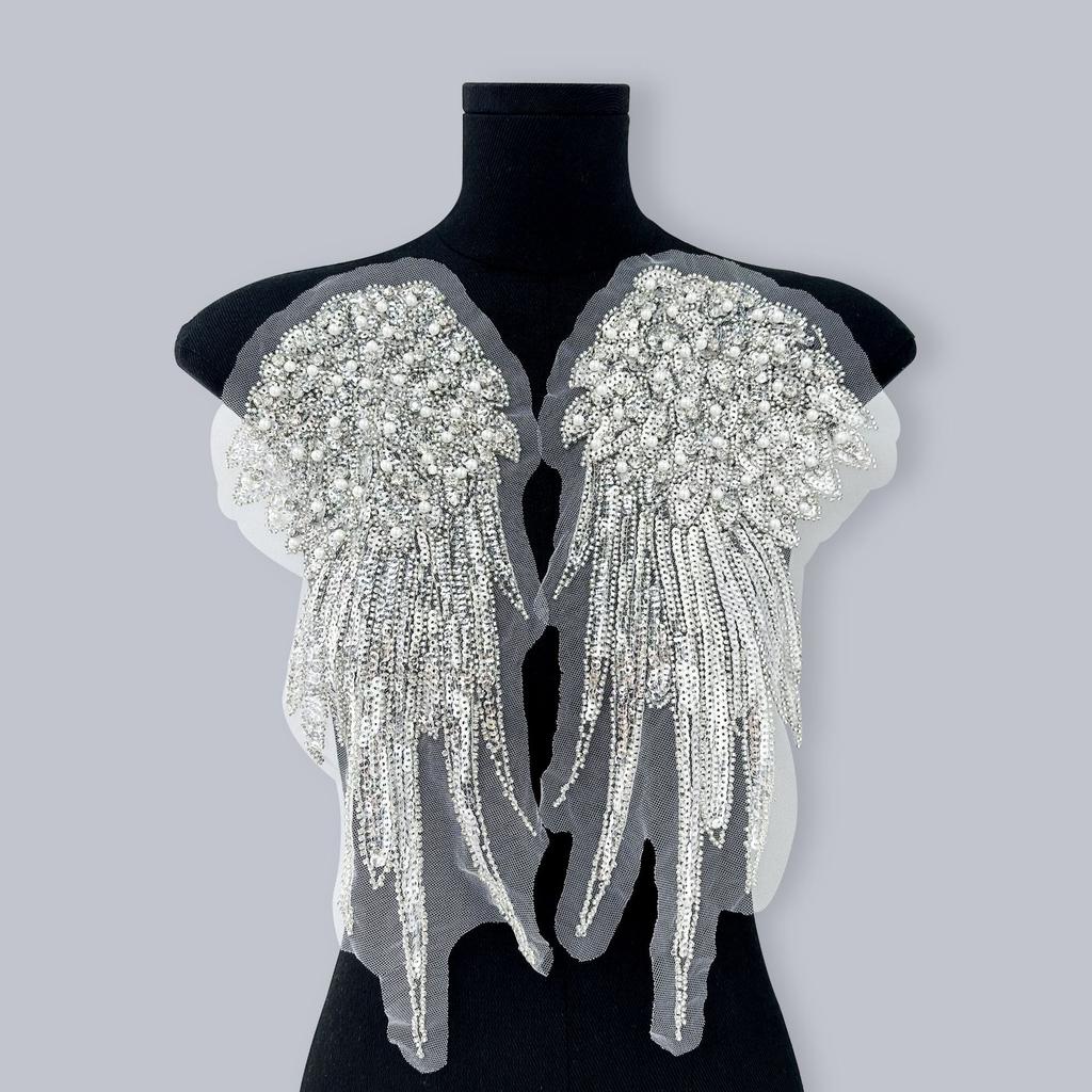 Veil Wedding Dress Corsage Dress Collar Lace Accessories Heavy Industry Sequins Handmade Xiaomi Beads Diamond Wings Feather Decal