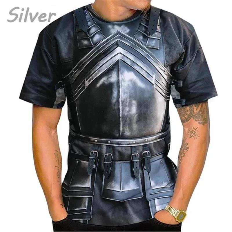 3D Print Middeleeuws Pantser Grafisch T-shirt Voor Mannen Cosplay Cool Casual Ronde Hals Korte Mouw T-shirts Mannen Streetwear Tops T-shirts