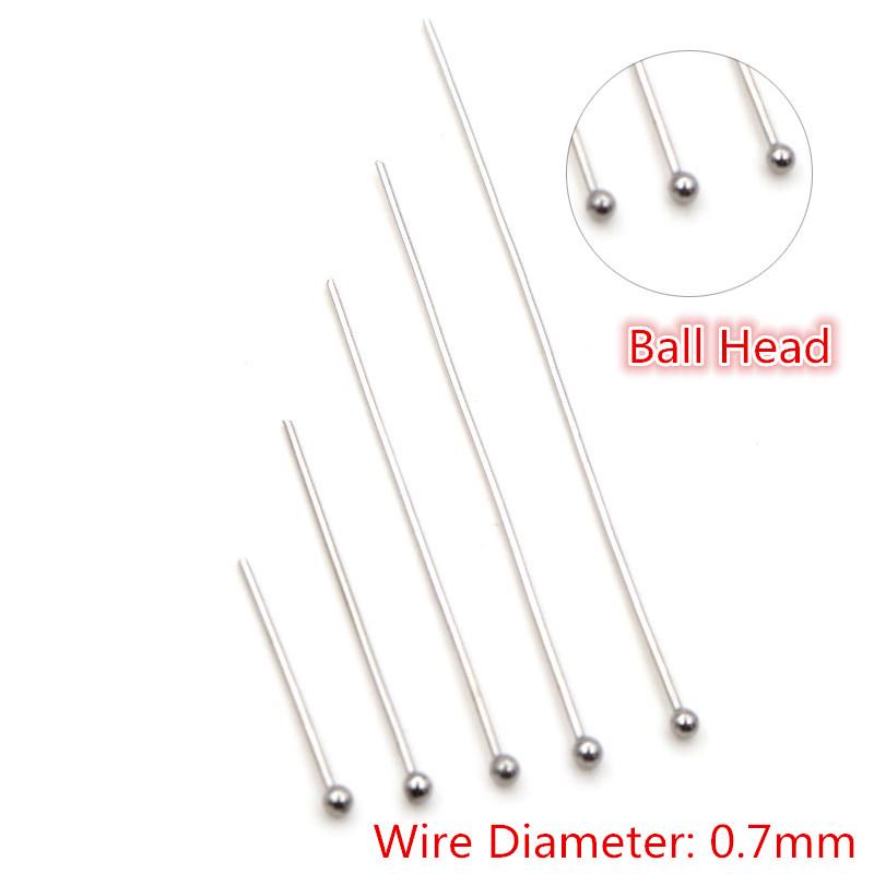 200-Piece Pack: 20-70mm Stainless Steel Ball, Eye, & Flat Head Pins for DIY Jewelry