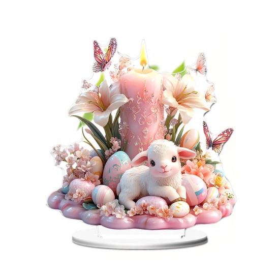 

Easter 2D Bunny Acrylic Ornament Eggs Rabbit Table Sign Home Living Room Holiday Party Tabletop Animal Decoration M
