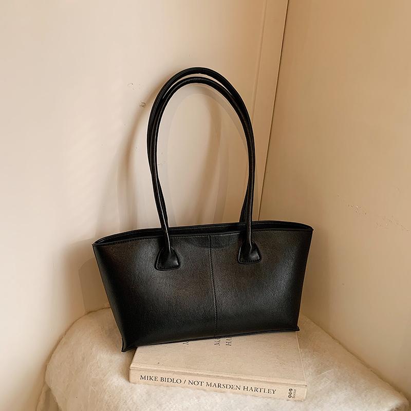 Burgundy Underarm Shoulder Bags For Women Pure Color PU Leather Large Capacity Casual Tote Bags 2026 Winter New Luxury Handbags