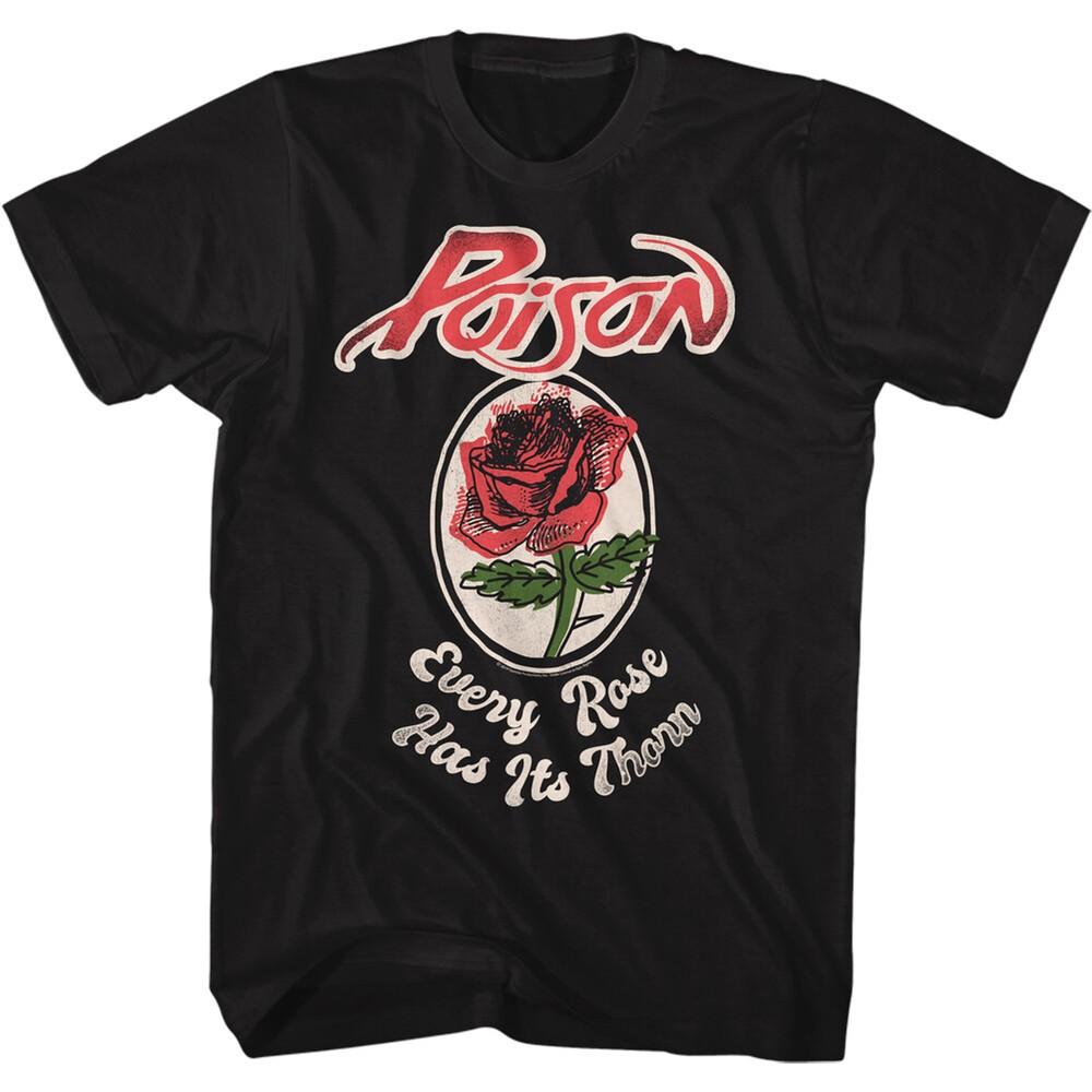 POISON 80s Retro T-Shirt Every Rose Heavy Metal Music Band New Black Cotton Tee Unisex T-Shirt XXXXL