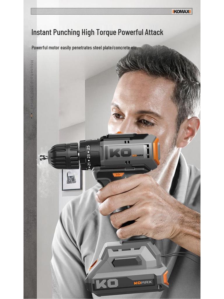 Cordless Brushless Impact Drill: Multifunctional Electric Screwdriver & Pistol Hand Drill for Household Use.