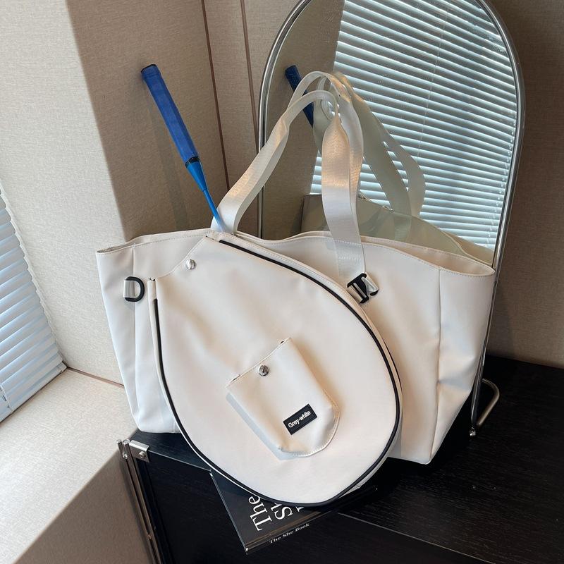 

Женская сумка большой вместимости, новая летняя спортивная сумка для бадминтона, универсальная сумка-тоут для занятий для студенток белый