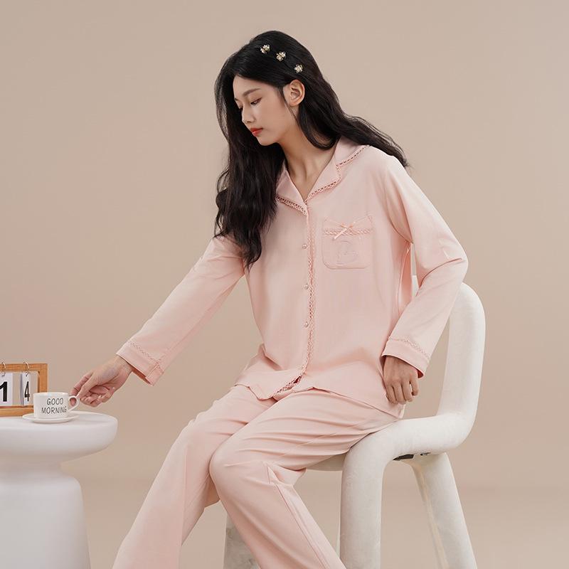 Women's Cotton Pajamas, Spring/Autumn Style, 2025 New Long-Sleeve Set for Home and Outings