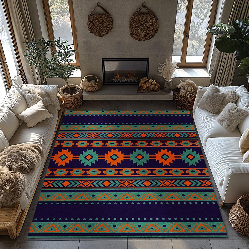 Boho Area Rug Non Slip Washable Indoor Outdoor Carpet Modern Abstract Geometric Pattern Home Decor Living Room Floor Mat 6x9