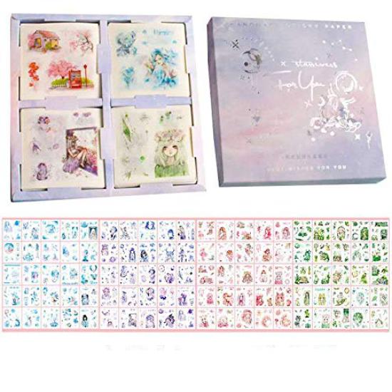 

misaki Planner Cute Animal Washi Notebook 100 DIY Stickers for and Household Accounting Stickers, Princess, Girl, Flower, Star, Sea, Designs,