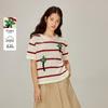 INMAN Women's Embroidered Striped Knit Top