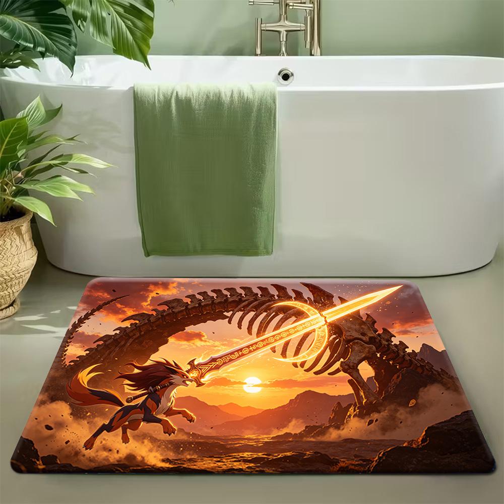 Dark Style Rayquaza Pokemon Scenery Print Soft Non-Slip Absorbent Indoor Home Bathroom Entryway Decor Doormat Floor Rug 40cm x 60cm