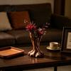Double Tube Floral Container 3D Printed Flower Vase, Matte Wood Grain Ornament, Mid Durable Resin Planter Century Style Arrangement, for Dried Flowers