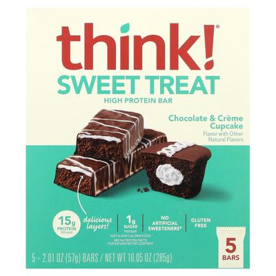 Sweet Treat, High Protein Bar, Chocolate & Cream Cupcakes, 5 Bars, 2.01 Oz (57 G)