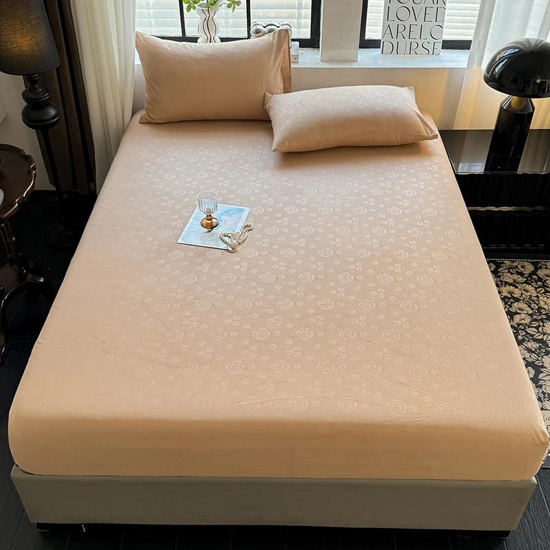 Brushed Fitted Sheet Elastic Bedsheet designed for Household Breathable Bed Linen Sabanas Para Cama Simple Style Bed Covers (No Pillowcase)