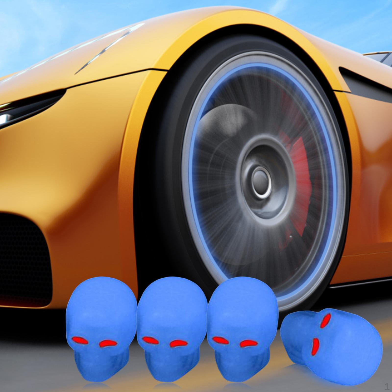 

4 Pieces Car Tire Valve Stem Caps Luminous Dustproof for Bike Suvs Blue 1_1.6cmx1.2cm