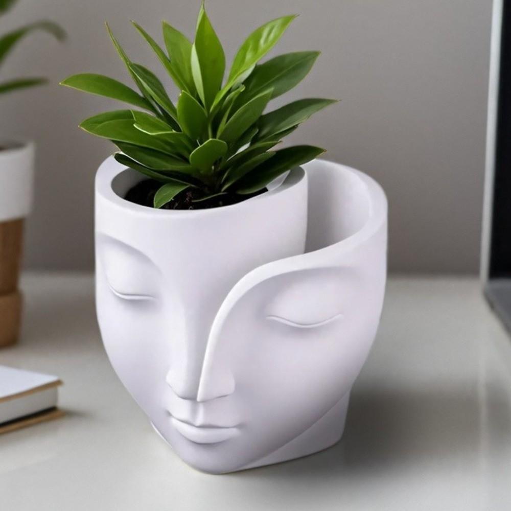 Heat Resistant Face Planter Mold Flexible Flower Pot Mold Unique Silicone Candy Mold  Craft Making