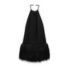 2025 European & American Style Women's Faux Fur Hem Dress - French Design, Spring/Autumn Fashion