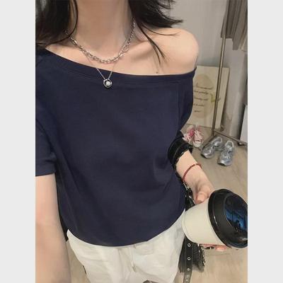 Korean Pure Desire Oblique Shoulder Short-Sleeved T-Shirt: Casual Summer Design