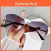 Women Square Frameless Sunglasses Uv400 Protection For Outdoor Travel Party