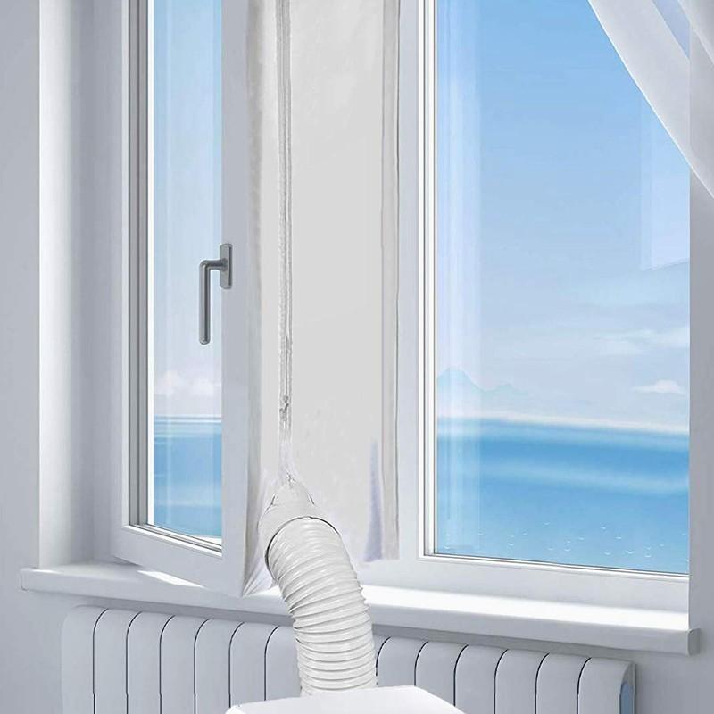 3M/5M Flexibles Stoff Versiegeltes Paneel Fensterabdichtung mit Reißverschlüssen Klebebefestigungen Haushalt Tragbare Klimaanlage