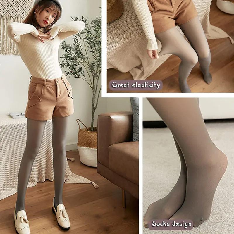 Panty Winter Dames Naadloos Sexy Push Up Dik Nep Transparant Warm Fluweel Herfst Dunne Leggings Panty