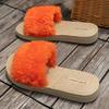 New winter plush cute outer wear women's fluffy slippers indoor open-toed flat-bottomed home slippers