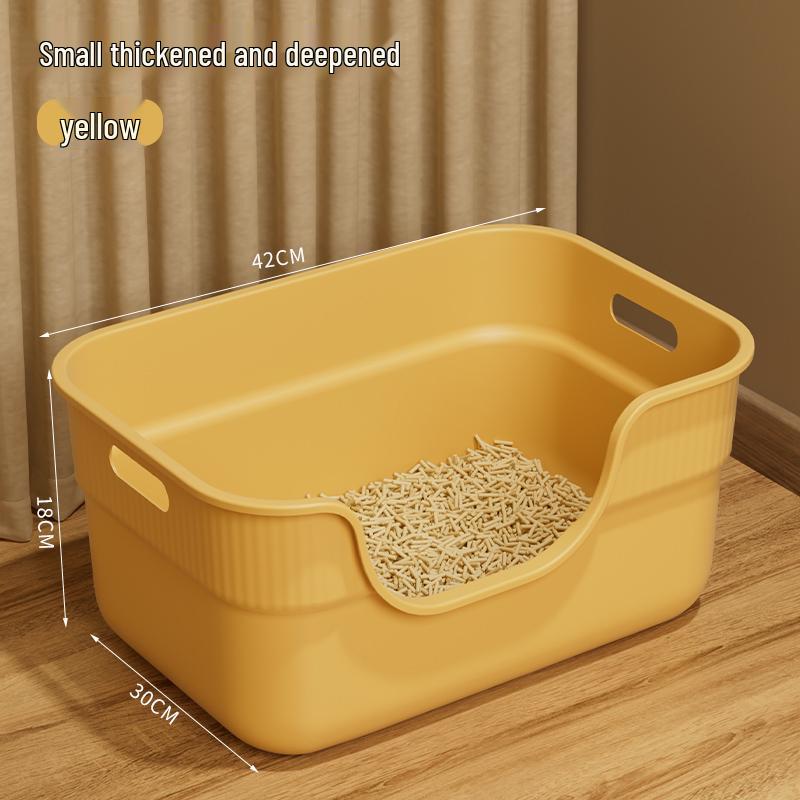 Anti-Splash Open-Top Cat Litter Box with Deodorant for Large Cats