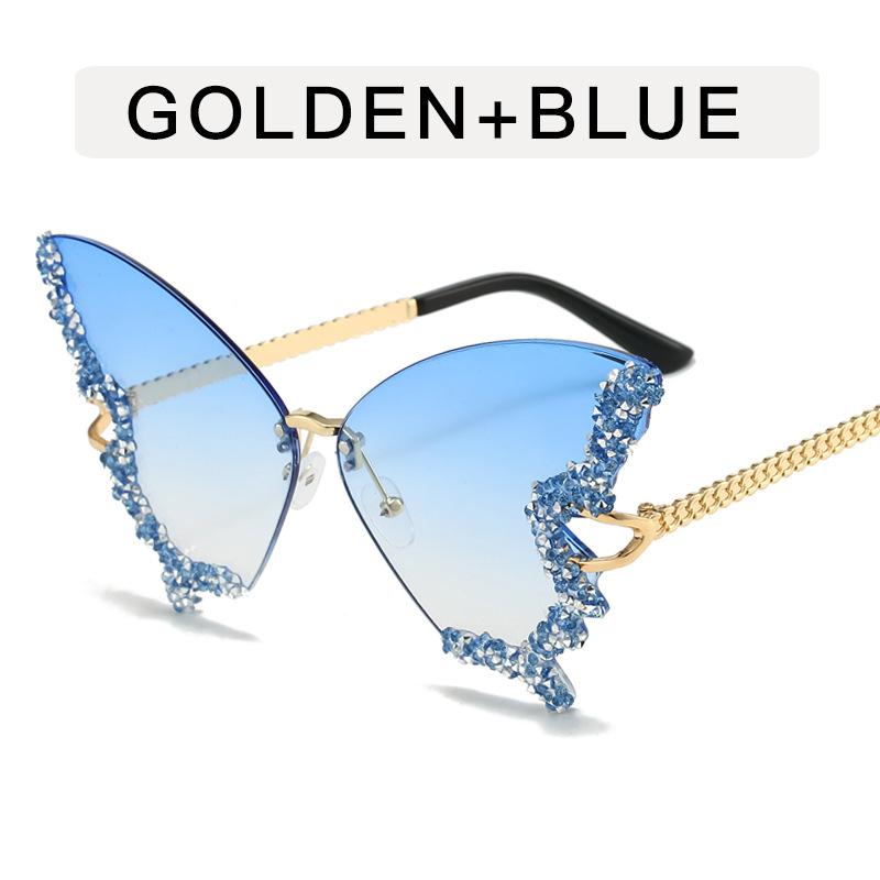 Butterfly Shape Sun Glasses Women Rhinestone Decoration Rimless Sunglasses Party Club Women's Sunglass
