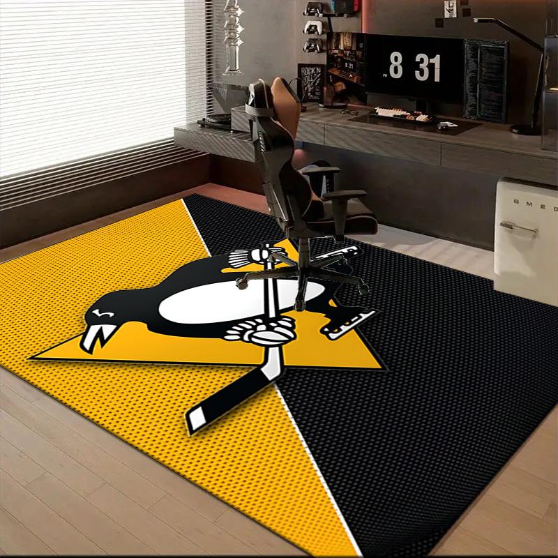 Pittsburgh Penguins Hockey Team Floor Mat for Living Room, Game Rooms, Office, Bedroom, Office Floor Mat Playful Design, Christmas Fan Gifts