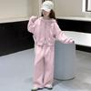 Trendy Korean-Style Girls' Autumn Sportswear Two-Piece Set - Fashionable Casual Outfit for Big Kids