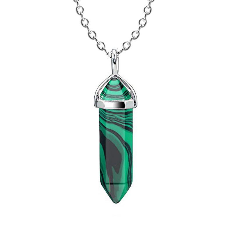 Collar Colgante Hexagonal de Cristal de Piedra Natural - Joyería de Cadena para Clavícula Multicolor